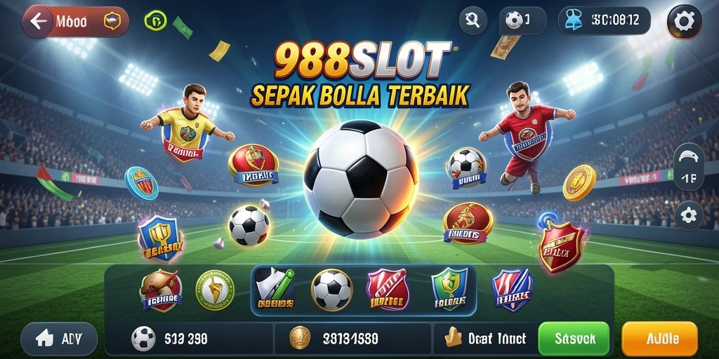 Tampilan gameplay 988SLOT dengan tema sepak bola yang menarik.