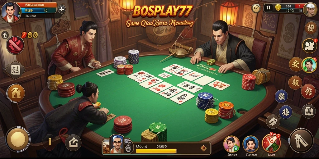 Tampilan menarik dari gameplay <strong>BOSPLAY77</strong> dengan suasana QiuQiu yang menegangkan.