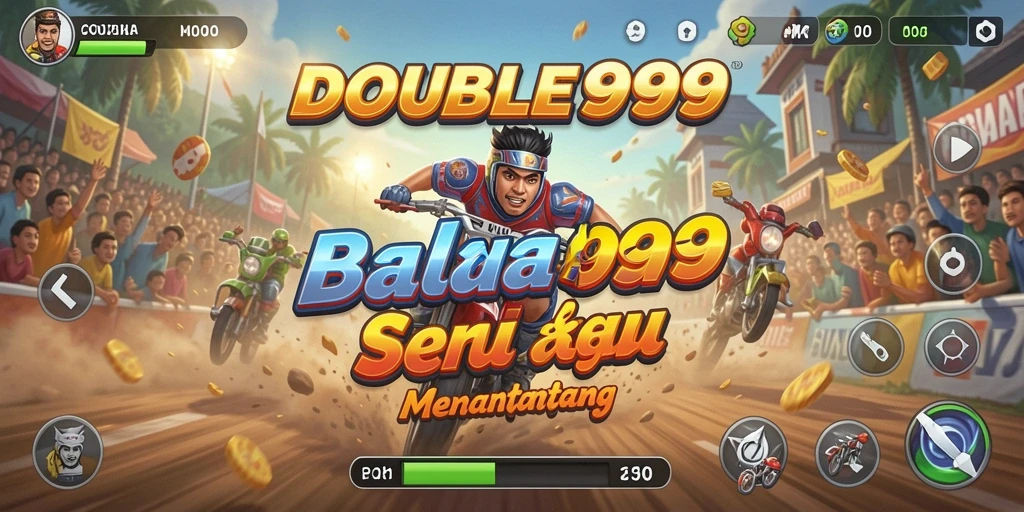 Tampilan gameplay balapan seru dan mendebarkan di DOUBLE999.
