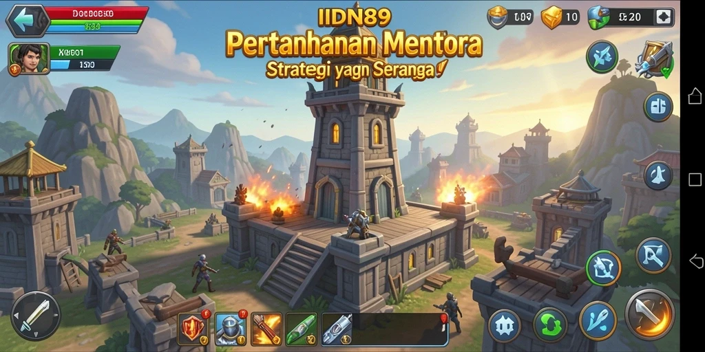 Tampilan gameplay menegangkan dalam IDN89 dengan strategi menara pertahanan.