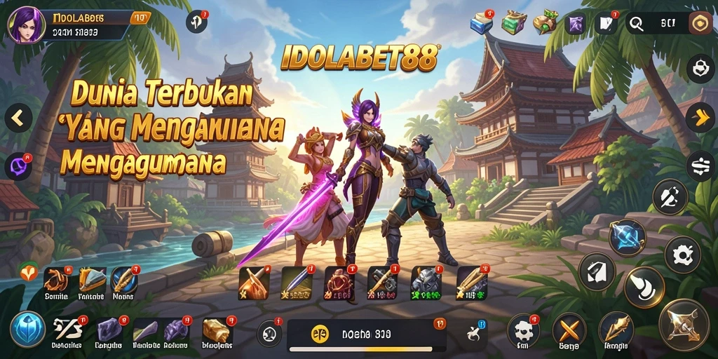 Screenshot gameplay Open World IDOLABET88 menampilkan petualangan mendebarkan.