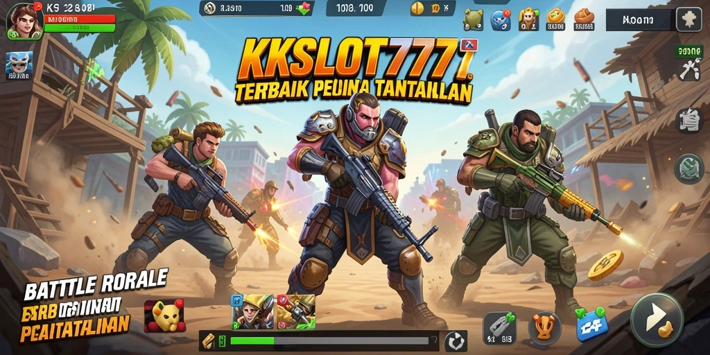 Tampilan seru dari gameplay KKSLOT777 dalam aksi Battle Royale.