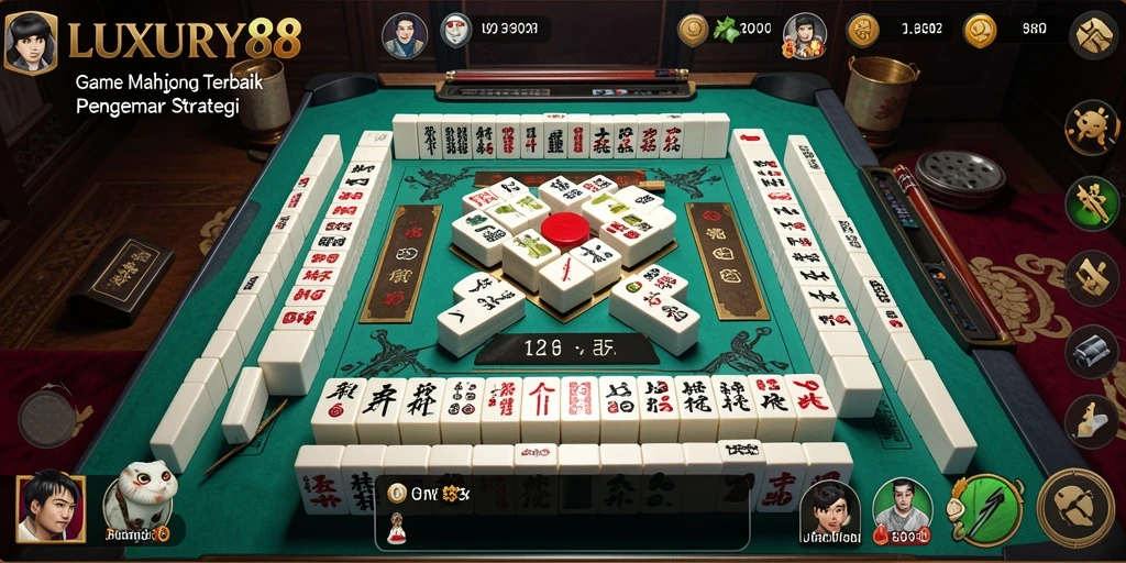 Screenshot gameplay LUXURY88 menunjukkan aksi Mahjong yang mendebarkan.