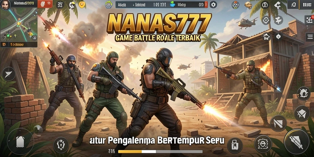 Screenshot gameplay NANAS777 yang menampilkan aksi Battle Royale mendebarkan.