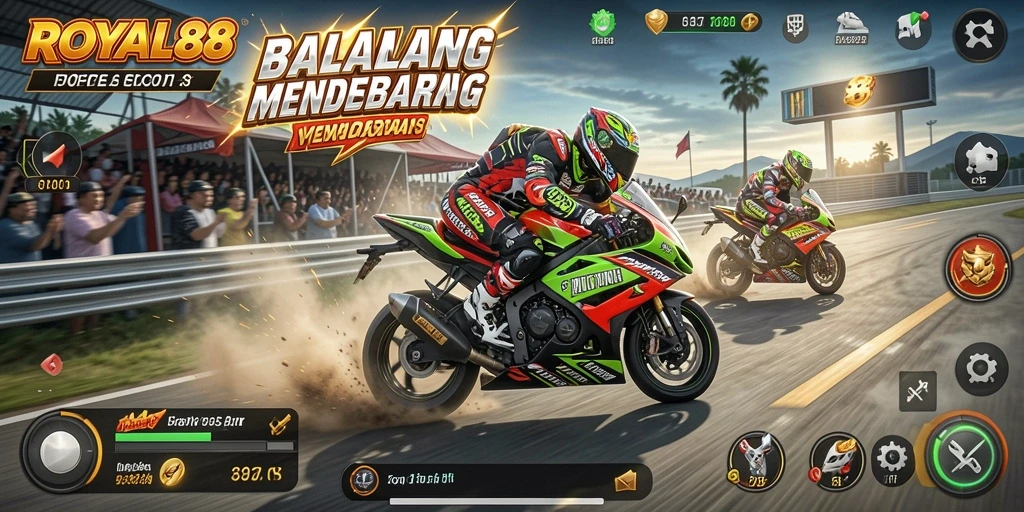 Gameplay menegangkan dengan balapan motor yang cepat.