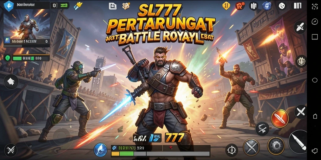 Screenshot gameplay SL777 menampilkan pertarungan seru dalam Battle Royale.