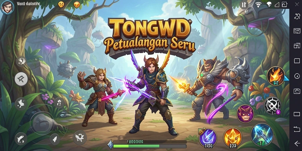 Screenshot utama TONGWD menampilkan aksi pertempuran RPG yang mendebarkan.