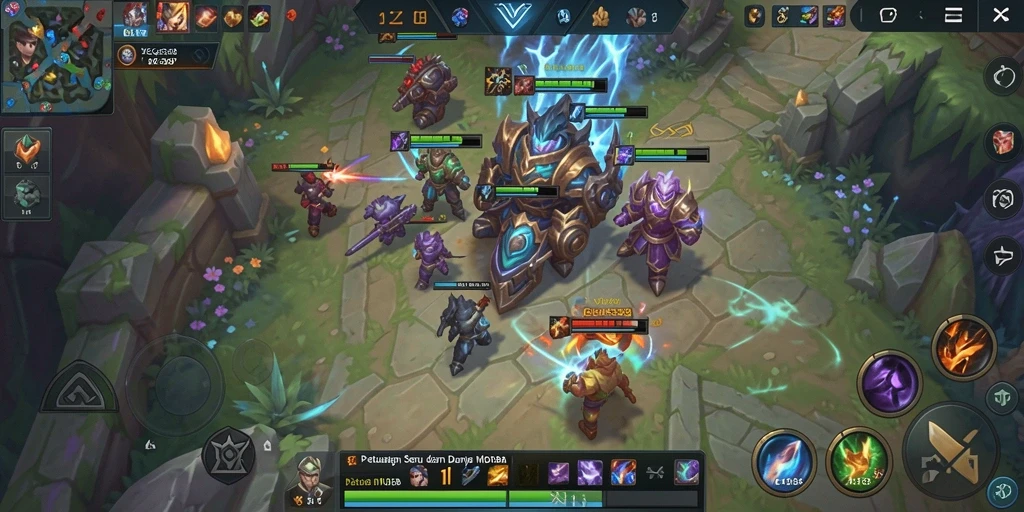 Gameplay seru dalam pertarungan MOBA yang menegangkan.